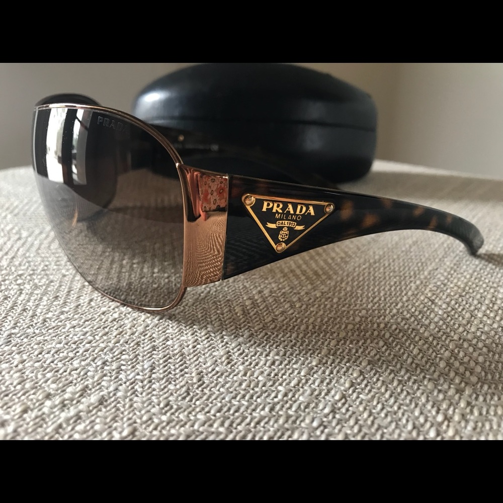 Authentic PRADA, Gold and Tortoise Sunglasses